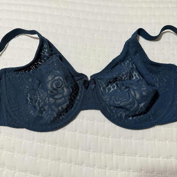 Wacoal Teal Blue Deep Sea 34DD Halo Lace Unlined Bra Wire 851205 Convertible - Picture 11 of 11